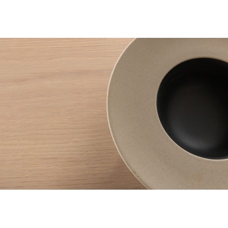 Bianca Ovalt spisebordssæt - Beige og Sort