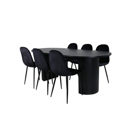Bianca Oval Spisebordssæt 200 cm - Sort