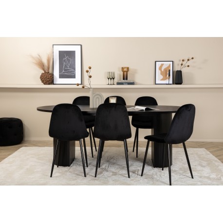 Bianca Oval Spisebordssæt 200 cm - Sort