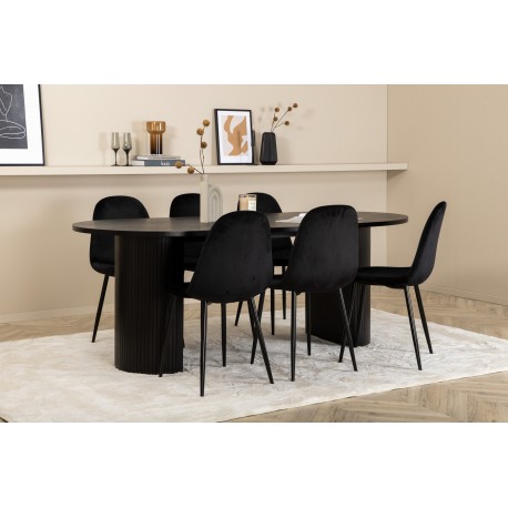 Bianca Oval Spisebordssæt 200 cm - Sort