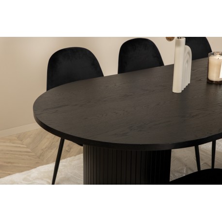 Bianca Oval Spisebordssæt 200 cm - Sort