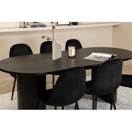 Bianca Oval Spisebordssæt 200 cm - Sort