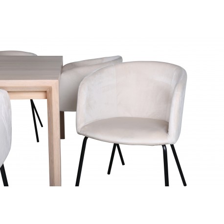 Slider t Spisebordssæt - Beige, Sort og Natur og Hvid