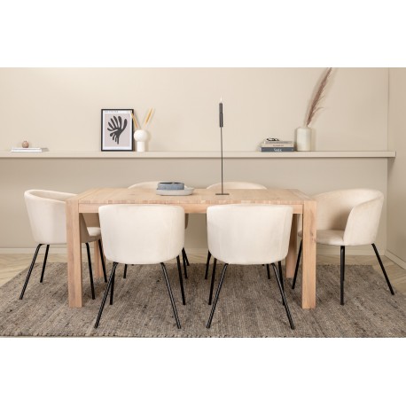 Slider t Spisebordssæt - Beige, Sort og Natur og Hvid