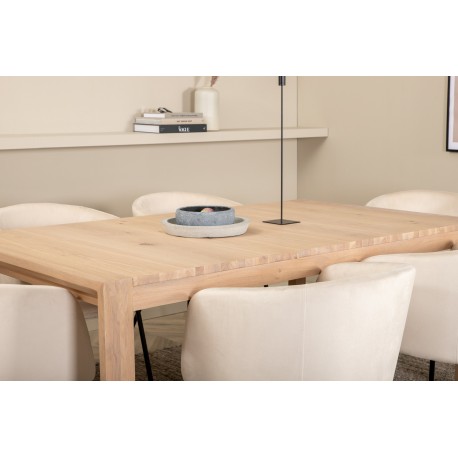 Slider t Spisebordssæt - Beige, Sort og Natur og Hvid