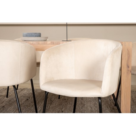 Slider t Spisebordssæt - Beige, Sort og Natur og Hvid