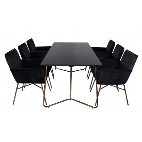 Petra Spisebordssæt - Sort og Kobber