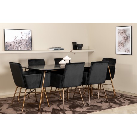 Petra Spisebordssæt - Sort og Kobber