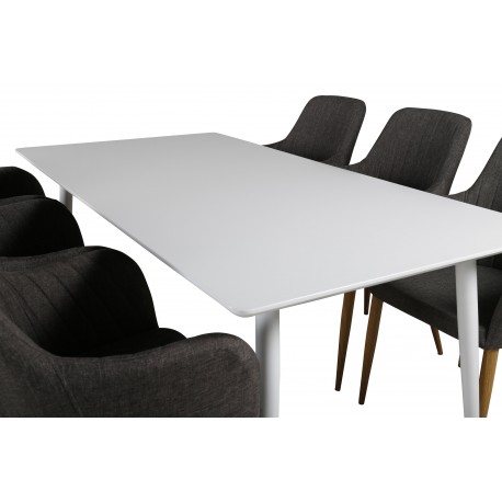 Polar Spisebordssæt - Mørkegrå, Natur og Hvid