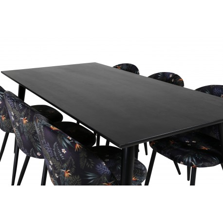 Dipp Spisebordssæt 180cm med 6 spisestole - Sort