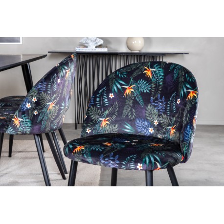 Dipp Spisebordssæt 180cm med 6 spisestole - Sort