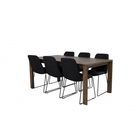 Slider Spisebordssæt - Sort og Natur