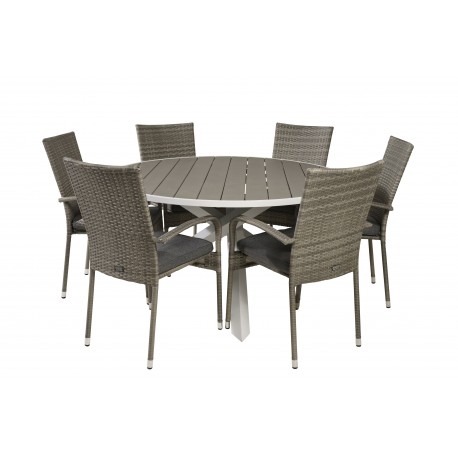 Parma Rundt Loungesæt - Havemøbelsæt - Grå,Hvid