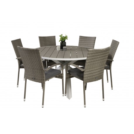 Parma Rundt Loungesæt - Havemøbelsæt - Grå,Hvid