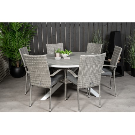 Parma Rundt Loungesæt - Havemøbelsæt - Grå,Hvid