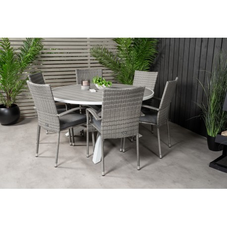 Parma Rundt Loungesæt - Havemøbelsæt - Grå,Hvid