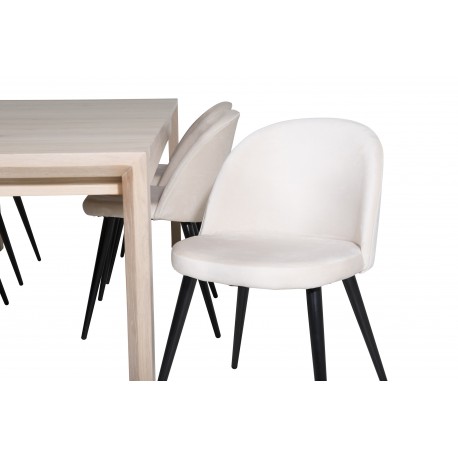 Slider t Spisebordssæt - Beige, Sort og Natur og Hvid
