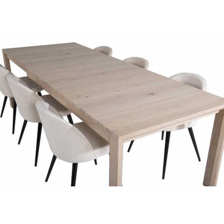 Slider t Spisebordssæt - Beige, Sort og Natur og Hvid