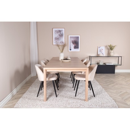 Slider t Spisebordssæt - Beige, Sort og Natur og Hvid