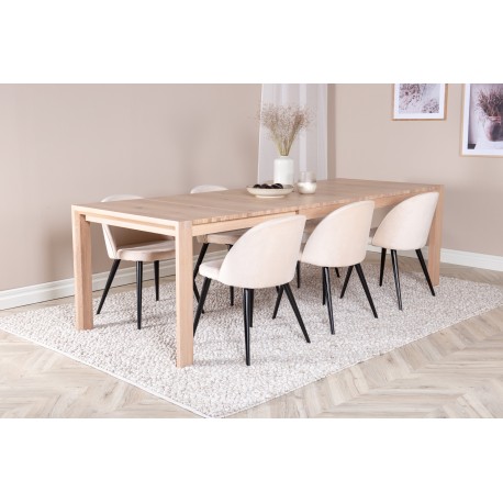 Slider t Spisebordssæt - Beige, Sort og Natur og Hvid