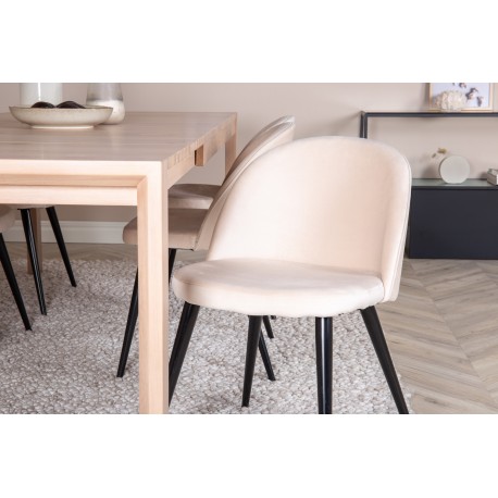 Slider t Spisebordssæt - Beige, Sort og Natur og Hvid