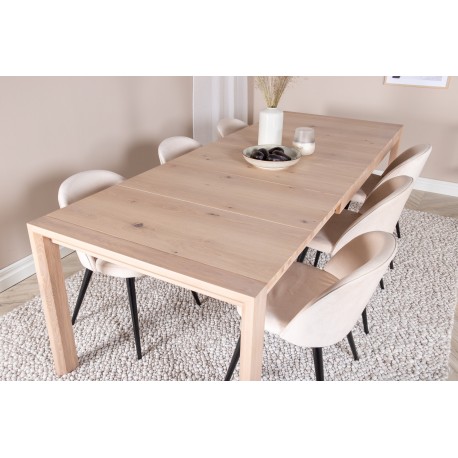 Slider t Spisebordssæt - Beige, Sort og Natur og Hvid