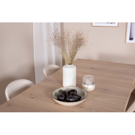 Slider t Spisebordssæt - Beige, Sort og Natur og Hvid