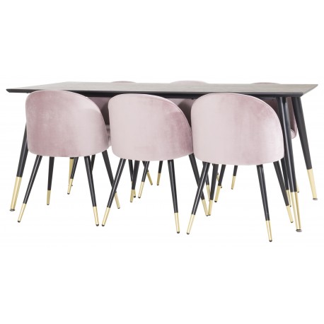 Dipp Spisebordssæt - Sort og Messing og Pink