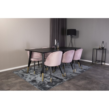 Dipp Spisebordssæt - Sort og Messing og Pink