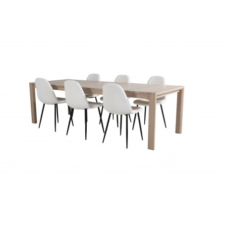 Slider Spisebordssæt - Sort, Natur og Hvid