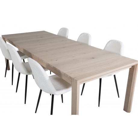 Slider Spisebordssæt - Sort, Natur og Hvid