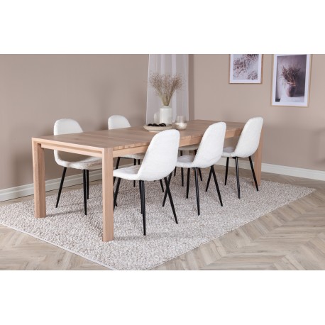 Slider Spisebordssæt - Sort, Natur og Hvid