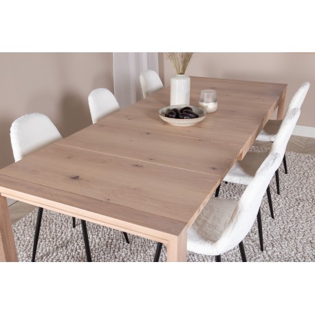 Slider Spisebordssæt - Sort, Natur og Hvid