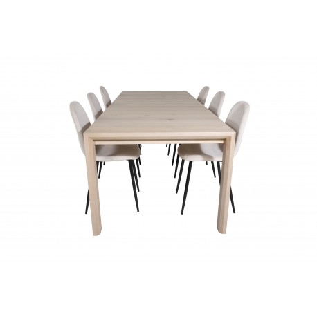 Spisestuesæt Slider - Beige, Sort og Natur og Hvid