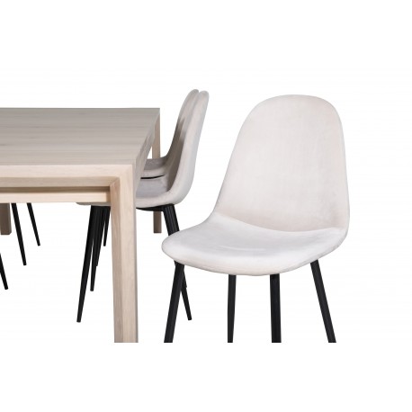 Spisestuesæt Slider - Beige, Sort og Natur og Hvid