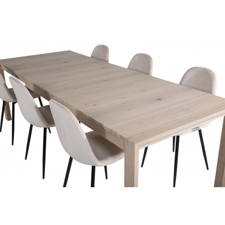 Spisestuesæt Slider - Beige, Sort og Natur og Hvid