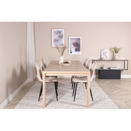 Spisestuesæt Slider - Beige, Sort og Natur og Hvid