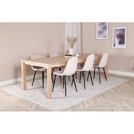 Spisestuesæt Slider - Beige, Sort og Natur og Hvid