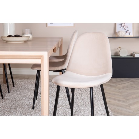 Spisestuesæt Slider - Beige, Sort og Natur og Hvid