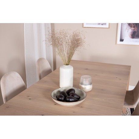 Spisestuesæt Slider - Beige, Sort og Natur og Hvid