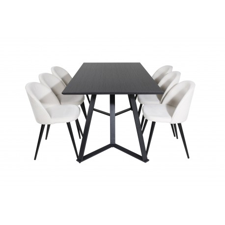 Marina Spisebordssæt - Beige og Sort