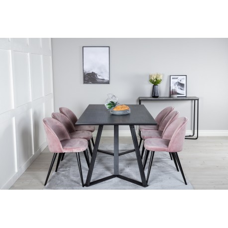 Marina Spisebordssæt - Sort og Pink