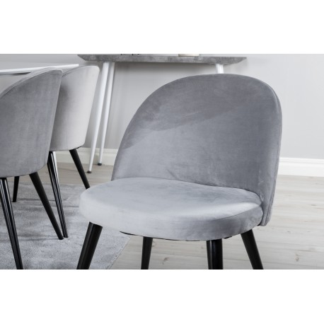 Polar t Spisebordssæt - Hvis med 6 grå velour spisebordstole