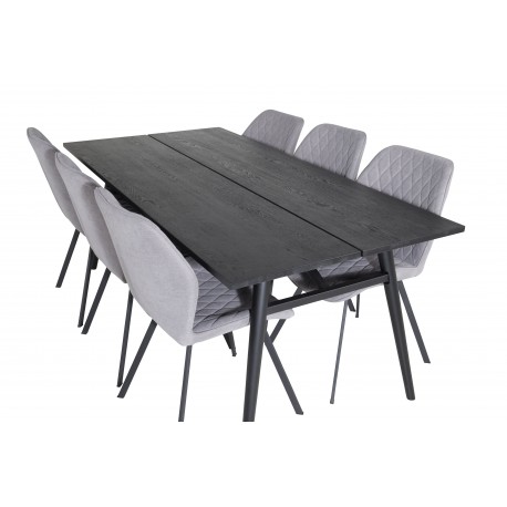 Elegant Spisebordssæt - Sort og Grå