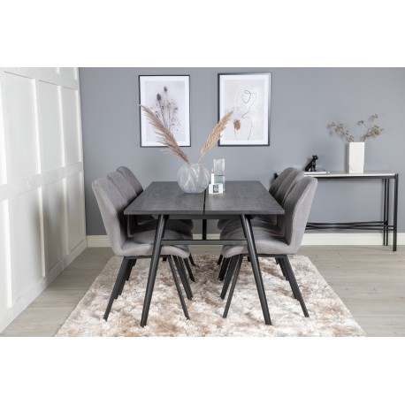 Elegant Spisebordssæt - Sort og Grå