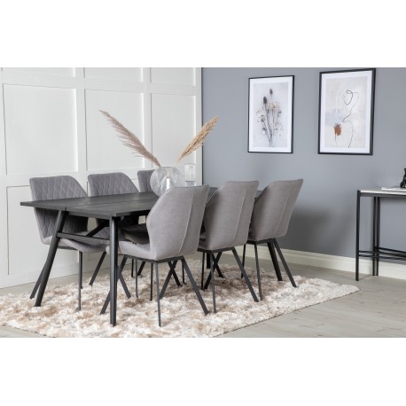 Elegant Spisebordssæt - Sort og Grå