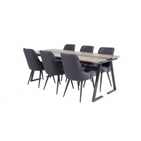 Jakarta t Spisestuesæt - Sort og Natur