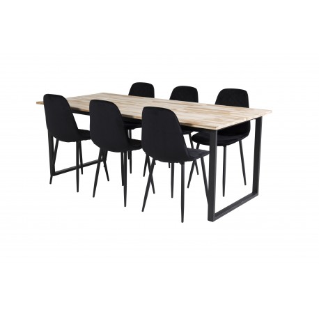 Cirebon Spisebordssæt - Sort og Natur