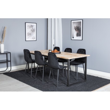 Cirebon Spisebordssæt - Sort og Natur