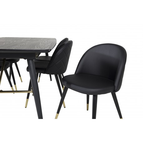 Guld Spisebordssæt - Sort og Messing